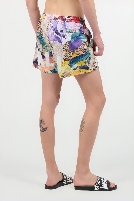 JC Swim Shorts With Floral And Jaguar Skin Print JC Swim Shorts With Floral And Jaguar Skin Print Red UFT080-UF119