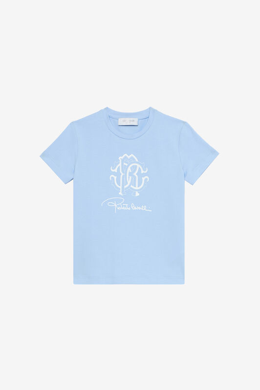 JU T-Shirt Avec Monogramme RC Et Signature Bleu clair UJT62N-JD001