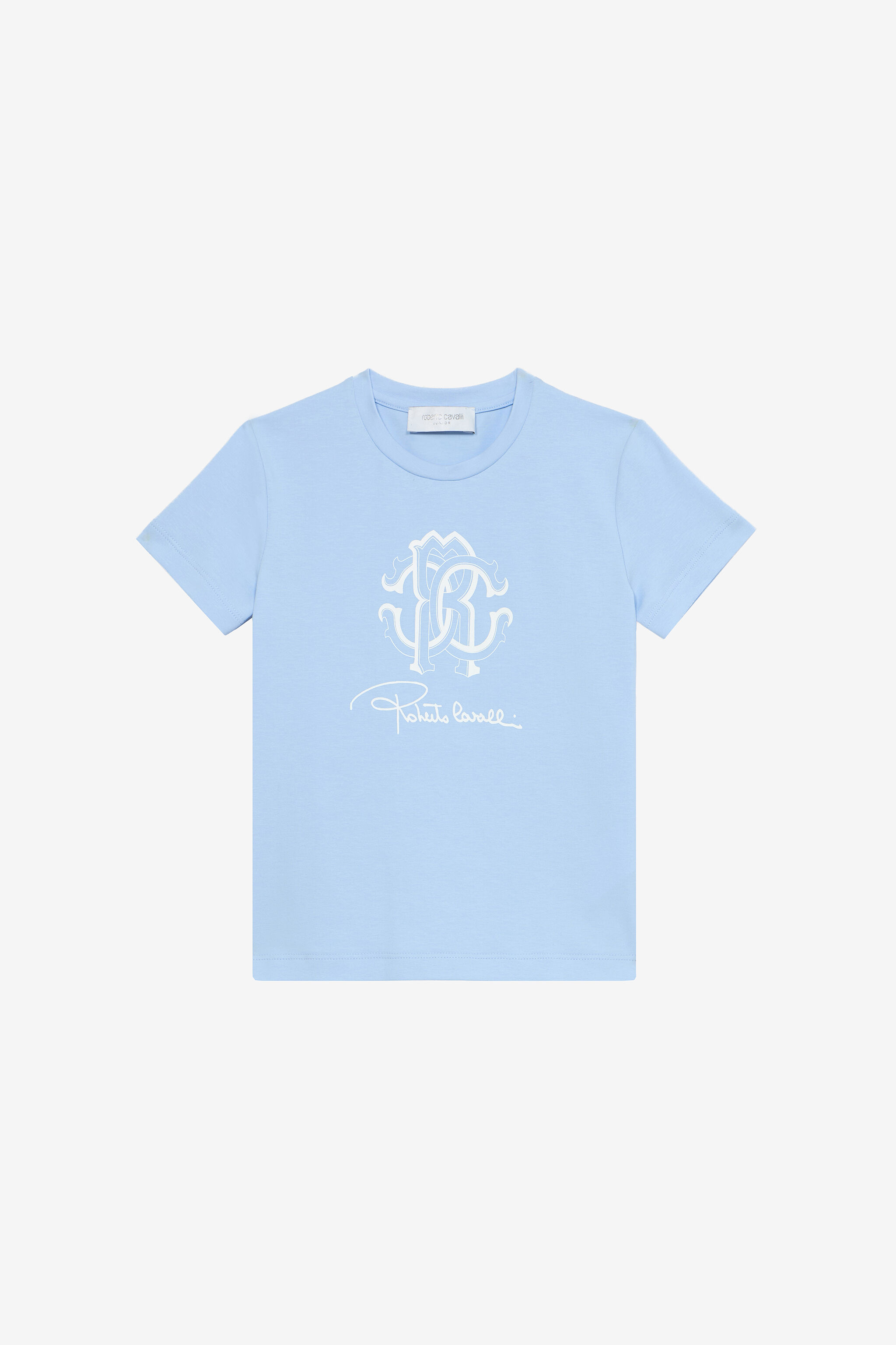 JU T-Shirt Avec Monogramme RC Et Signature Bleu clair UJT62N-JD001