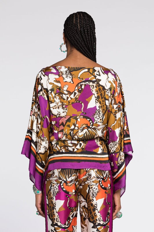 RC Wild Cat-Print Kaftan Top RC Wild Cat-Print Kaftan Top Purple RKT725-SZH06