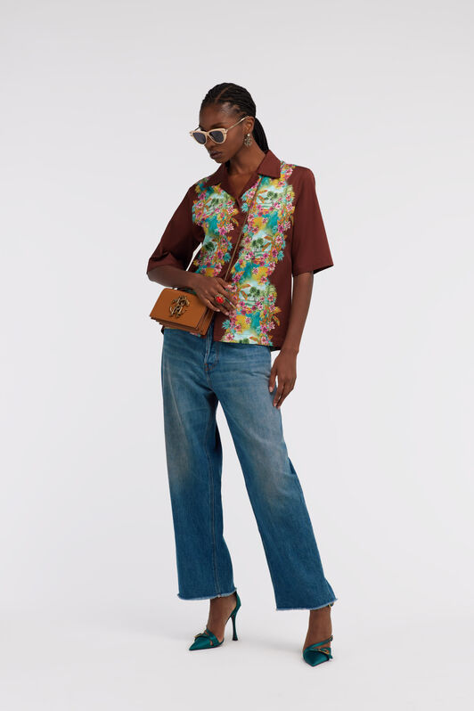 RC Short-sleeved Hawaii print shirt RC Short-sleeved Hawaii print shirt Dark brown/Light blue SKT703-CDL29