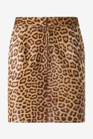 ${brand} Leather Mini Skirt with Leopard Skin Print ${colorDescription} ${masterID}
