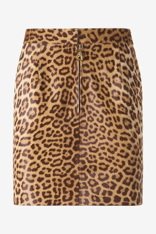 RC Minigonna In Pelle Con Stampa Leopard Skin Marrone VKP300-ZV012