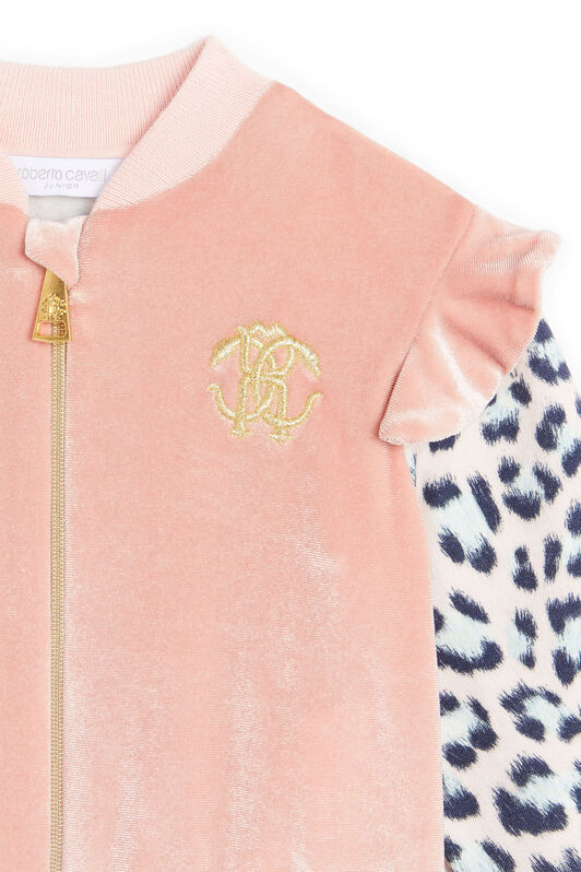 JU Ruffled leopard bomber jacket SEASHELL PINK LJT925-VL002