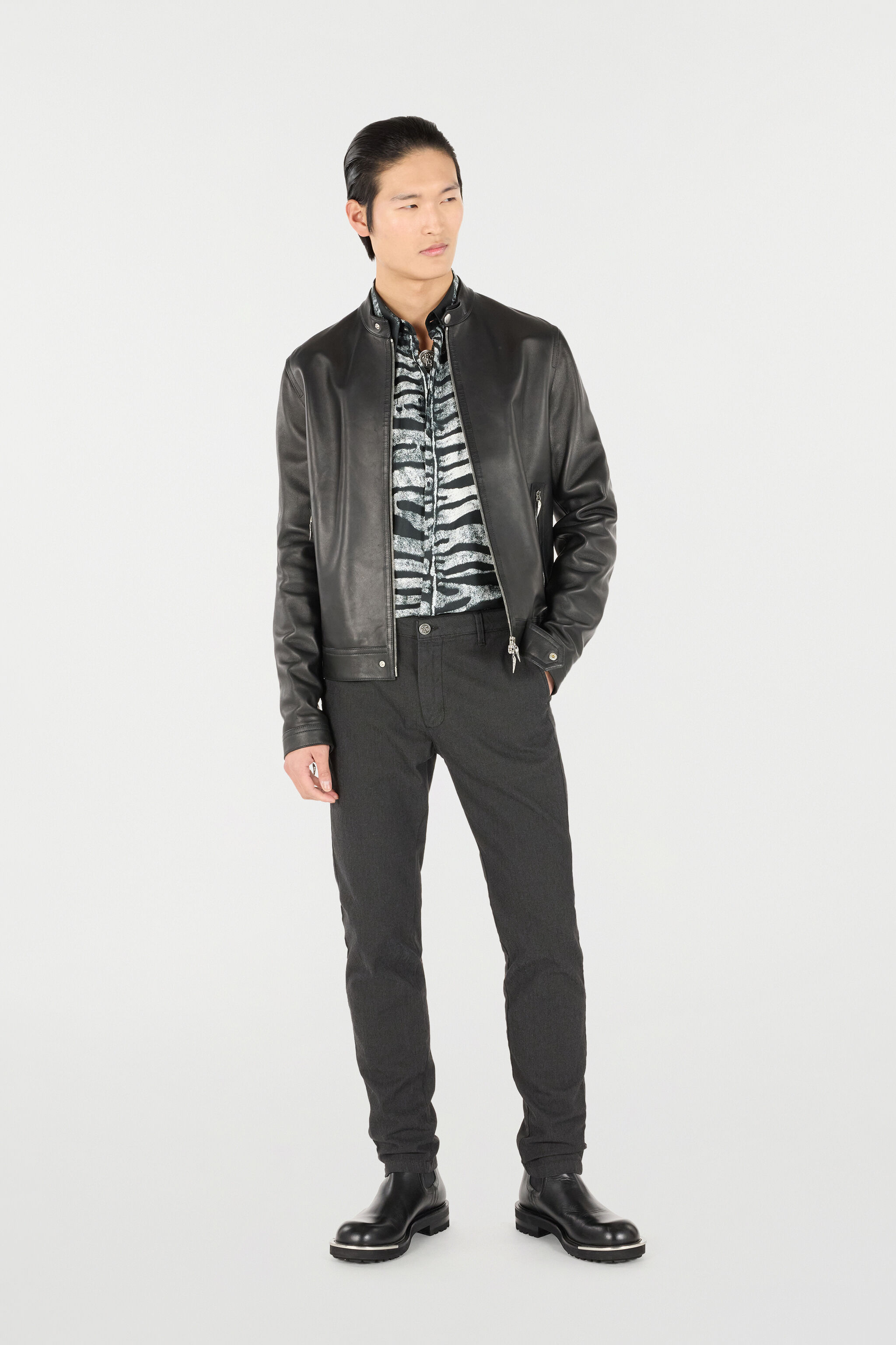 RC Bikerjacke mit Fang-Details Schwarz URP861-PN003