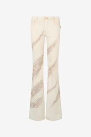 RC Ivory flared jeans with gold animal-print detailing IVORY/GOLD WWJ204-DE017