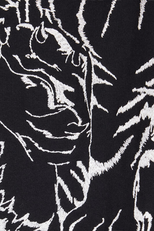 RC Cotton T-Shirt with Tigers and Logo Noir VRT62E-JD060