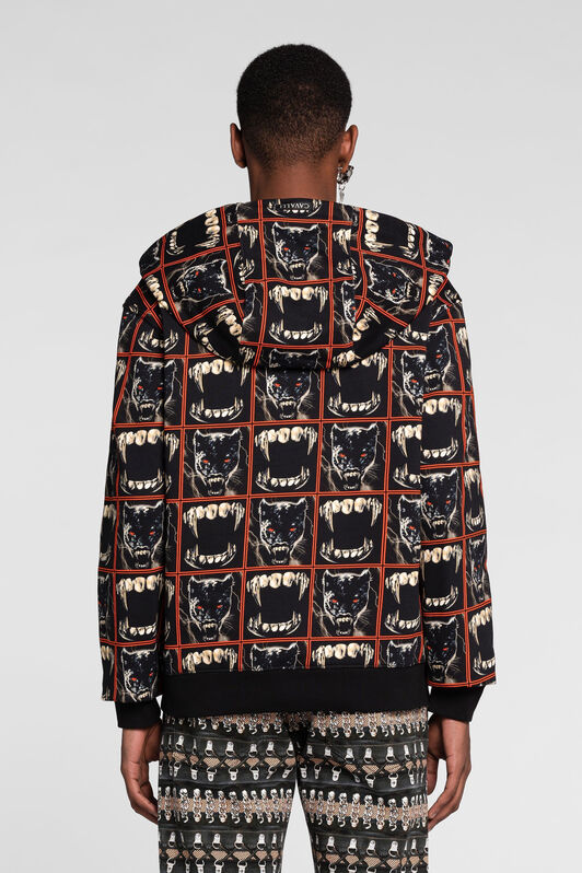 RC Teeth And Panther-Print Cotton Hoodie RC Teeth And Panther-Print Cotton Hoodie MULTICOLOR PNT69E-5OF25