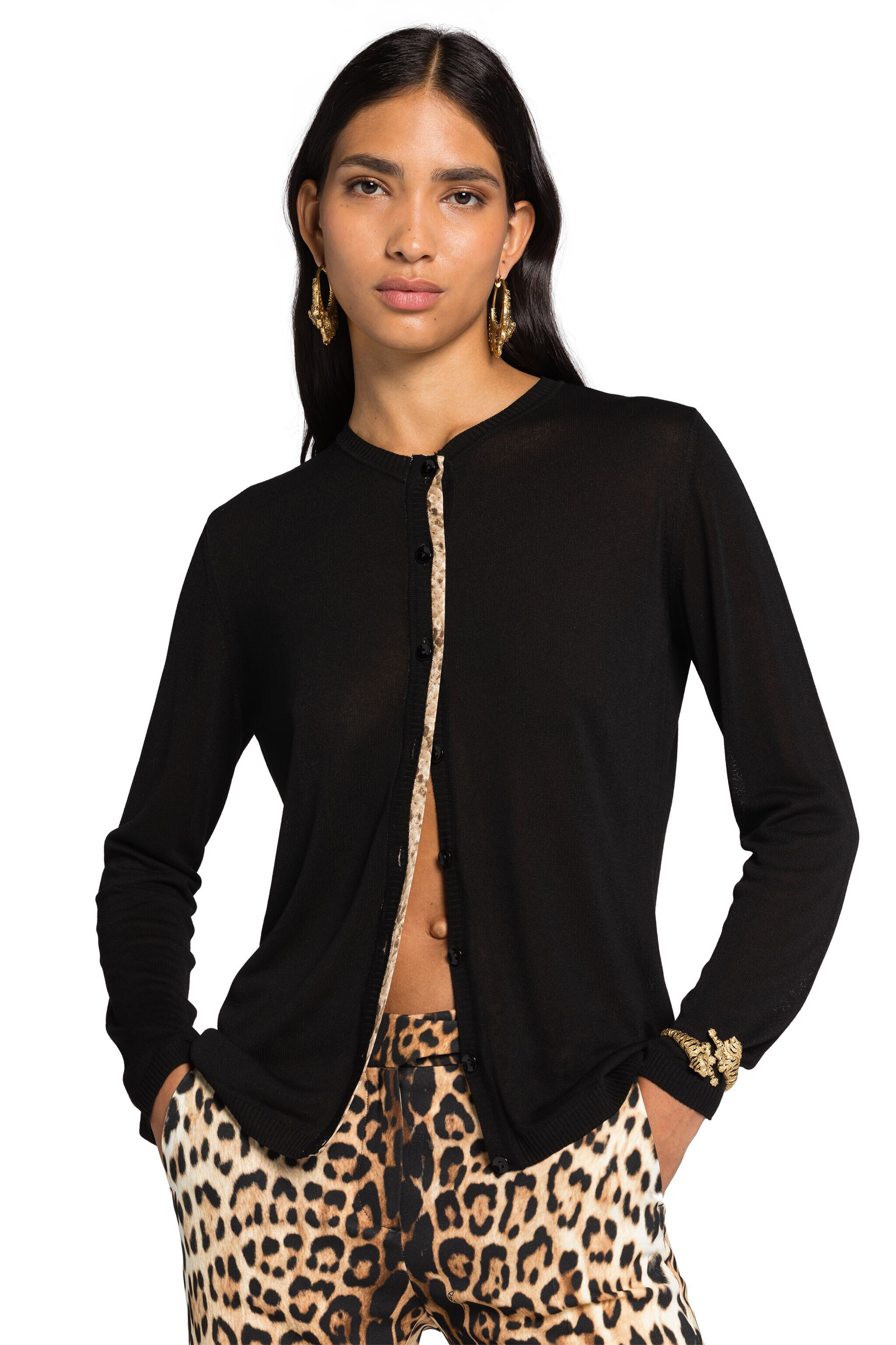 RC RC Monogram-Embroidered Cardigan Black JSM00G-VI013