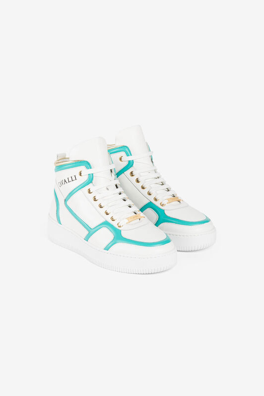 RC Logo-Print Hi-Top Sneakers RC Logo-Print Hi-Top Sneakers WHITE/ACQUA/GOLD/ORO OQS222-PZA25