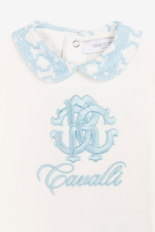 JU Logo embroidered babygrow set JU Logo embroidered babygrow set Baby blue QJT887-JV025