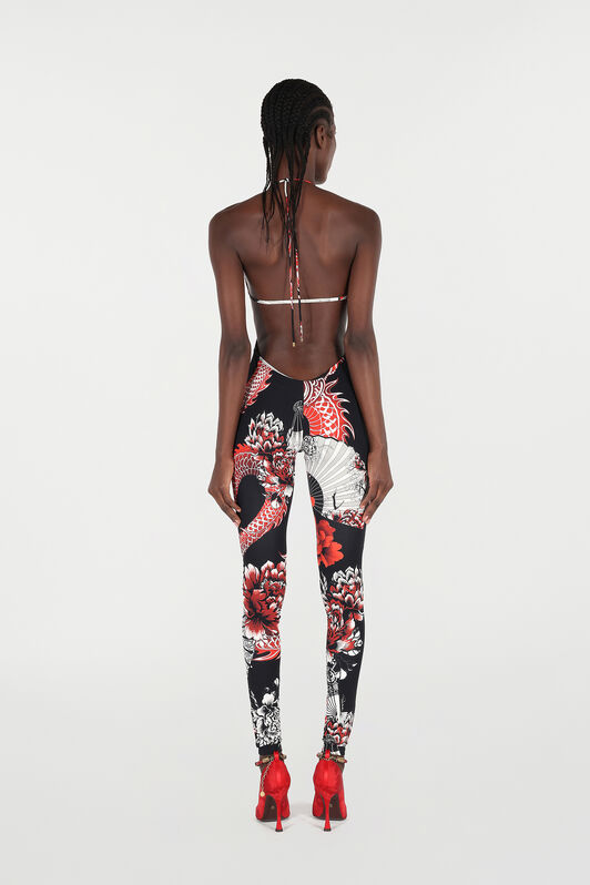 RC Jumpsuit with All-Over Dragon Print Black/Red VQT197-LNP75