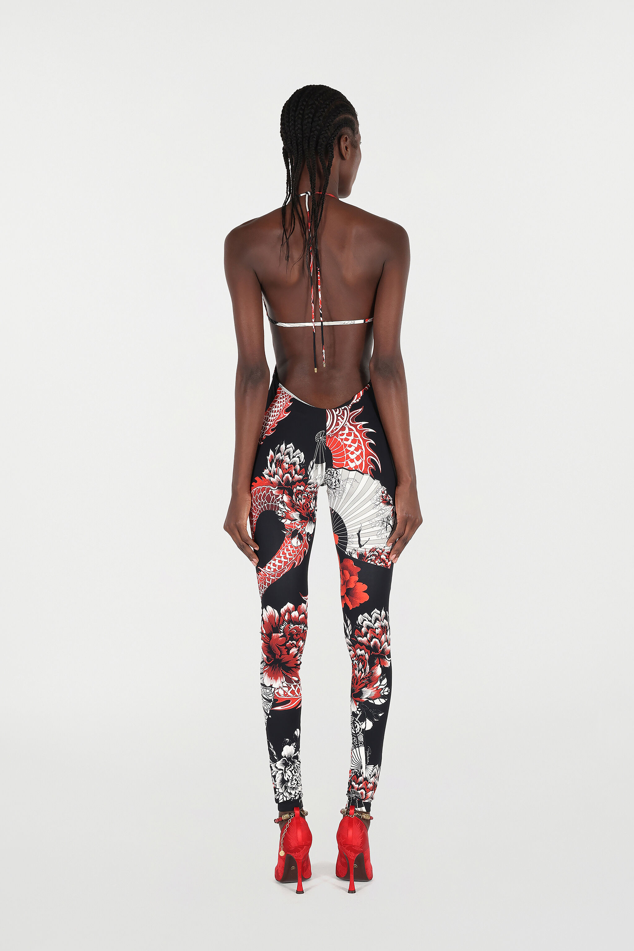 RC Jumpsuit with All-Over Dragon Print Black/Red VQT197-LNP75