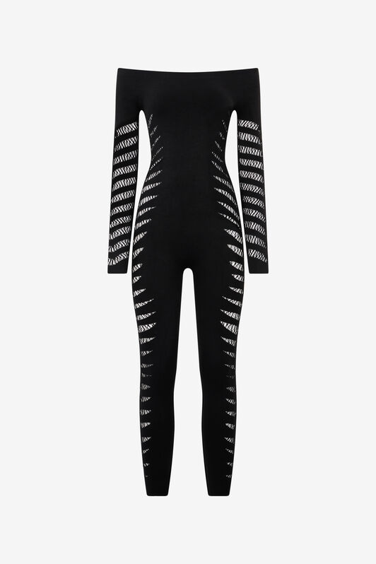 RC Jumpsuit With Perforated Zebra Pattern Black UKT150-MA001
