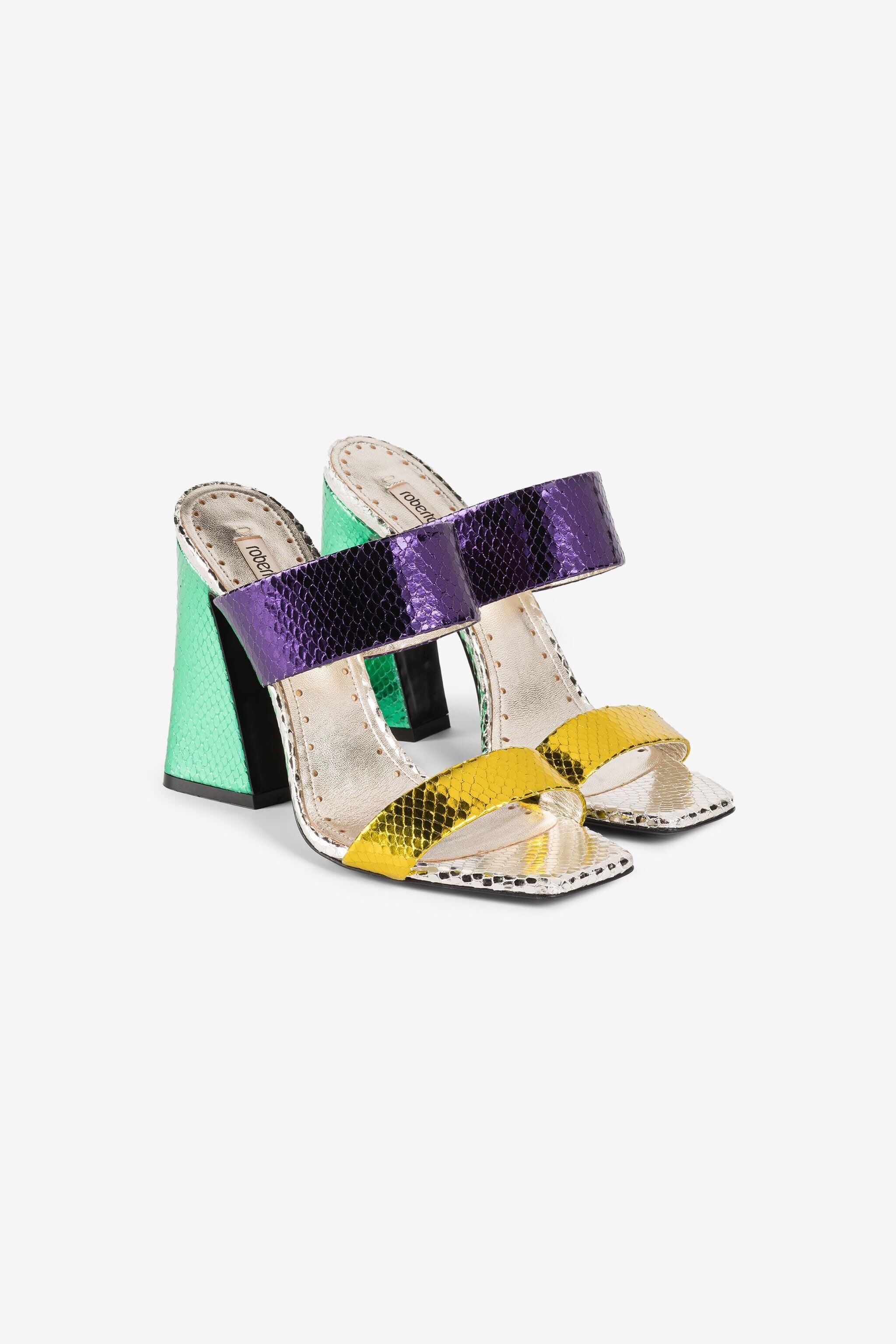 RC Sandali con effetto pelle di serpente VIOLA/MIMOSA/SMERALD QKS007-PZ579
