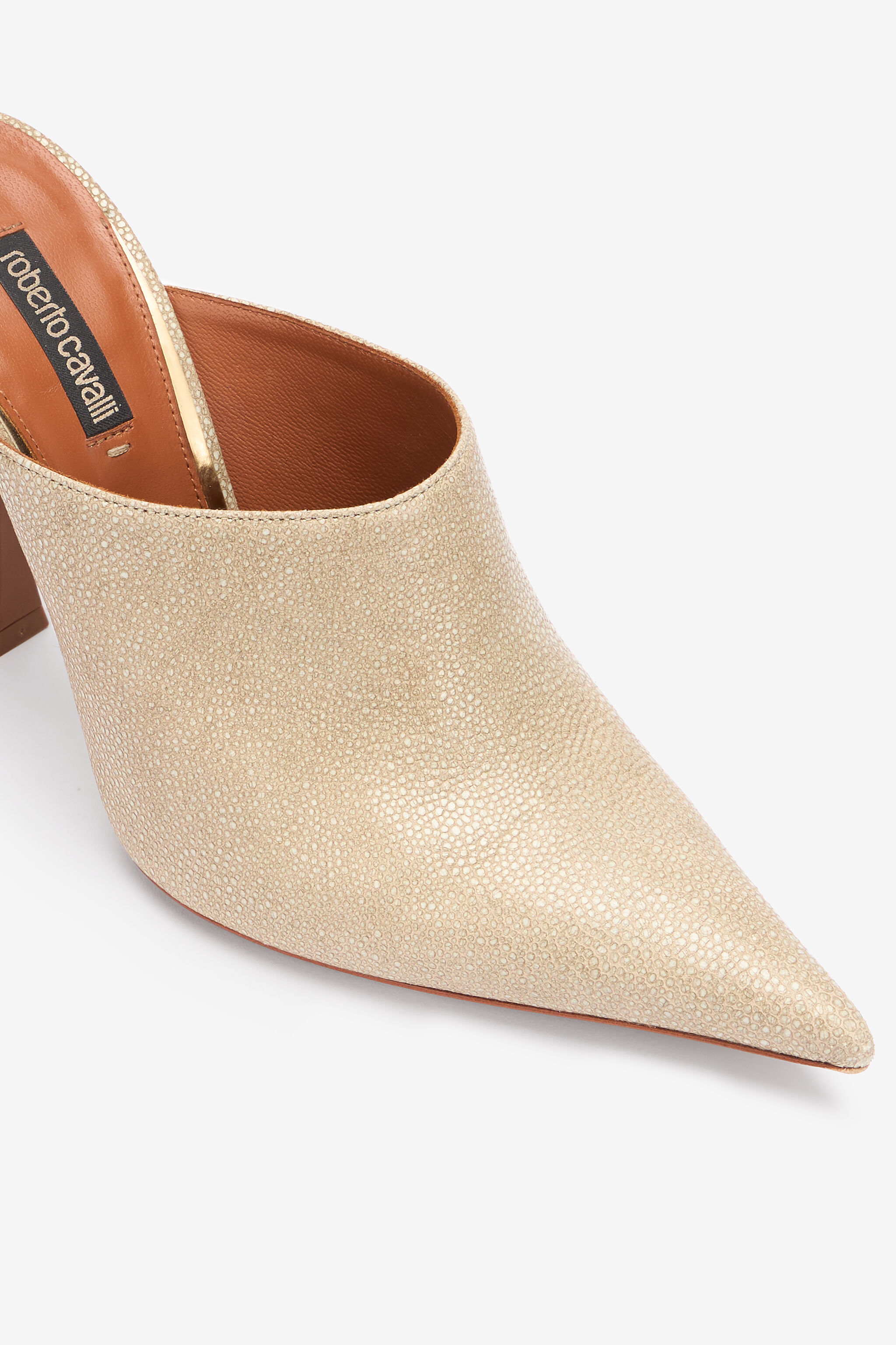 RC Leather Pointed-Toe Mules Ivory UWS015-PZI07