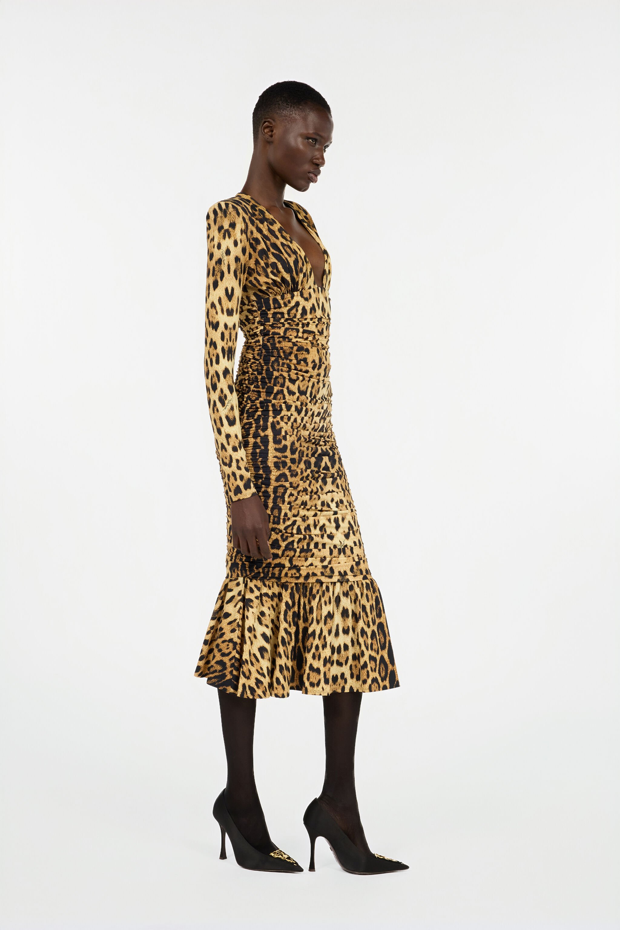 RC Midi Dress with Jaguar Skin Print Brown VWT153-LNQ71