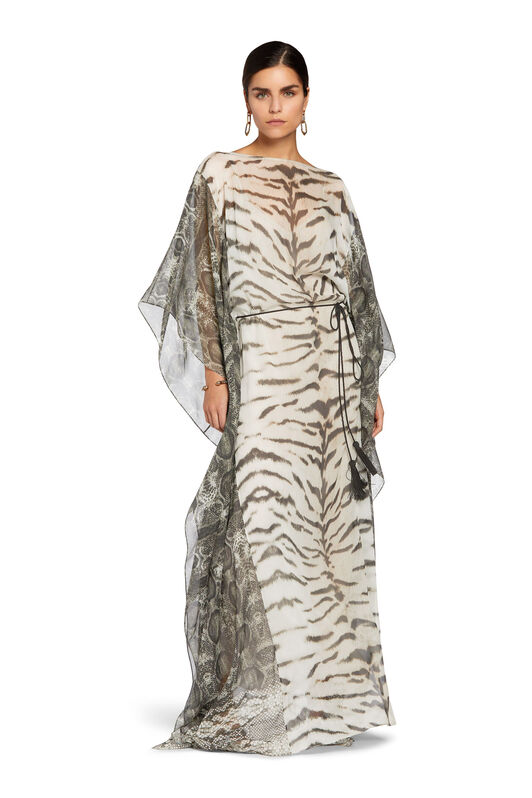 RC Zebra-print maxi dress Black/White MQT914-GFA39