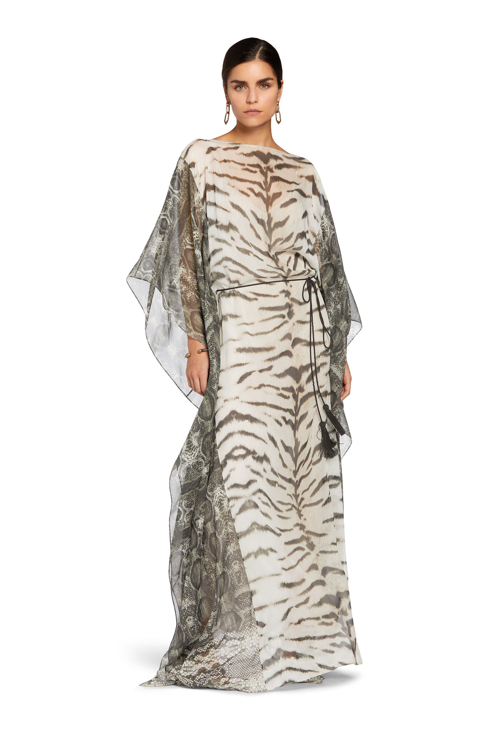 RC Zebra-print maxi dress Black/White MQT914-GFA39