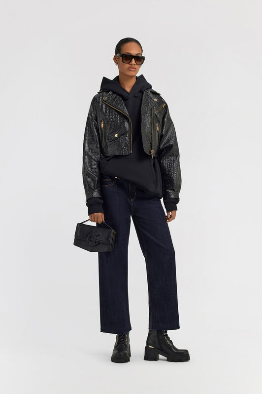 JC Just Cavalli leather bomber jacket Black TFP007-TF228