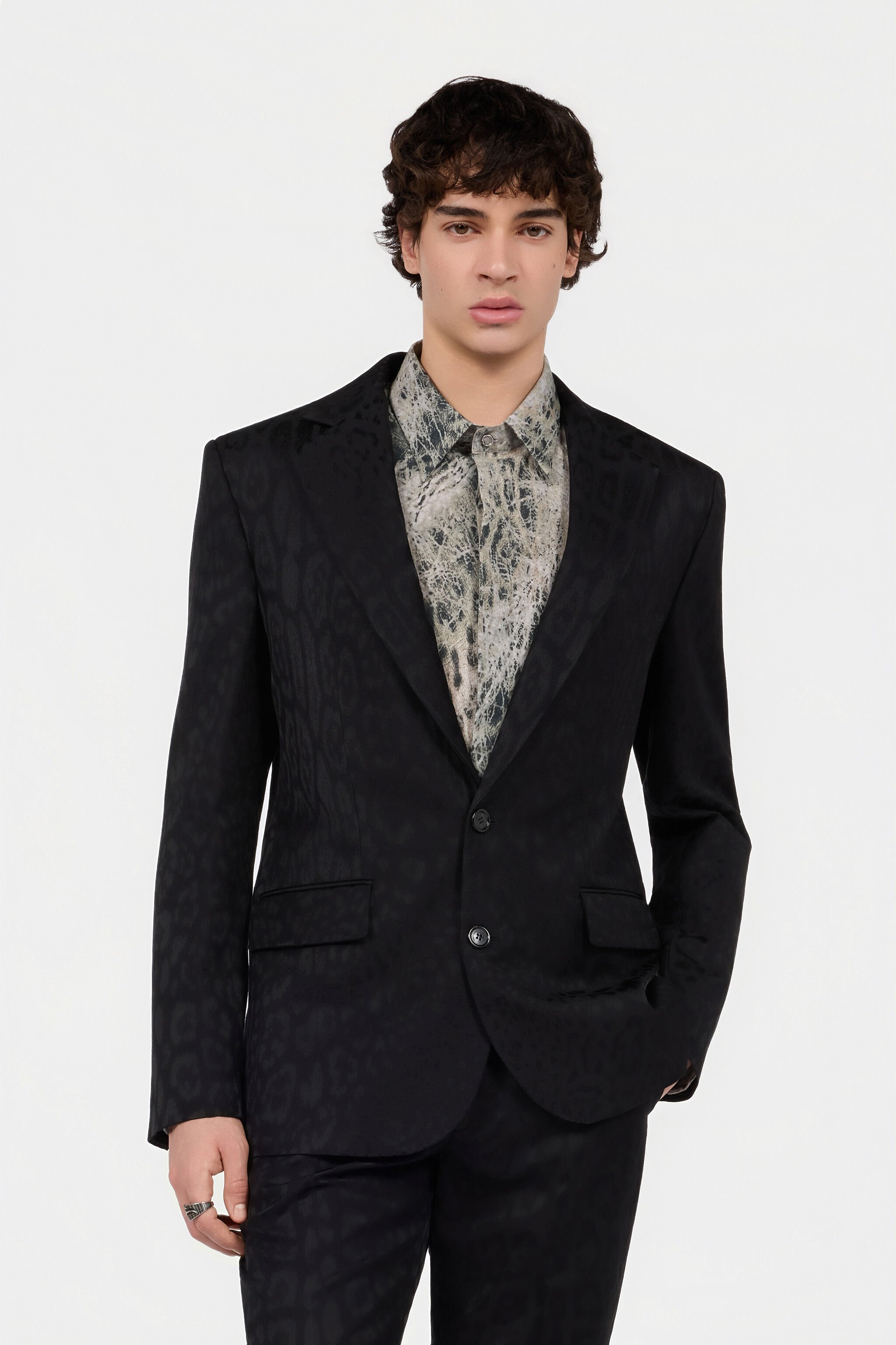 RC Black Jacquard Tailored Jacket BLACK XNT406-TJ033