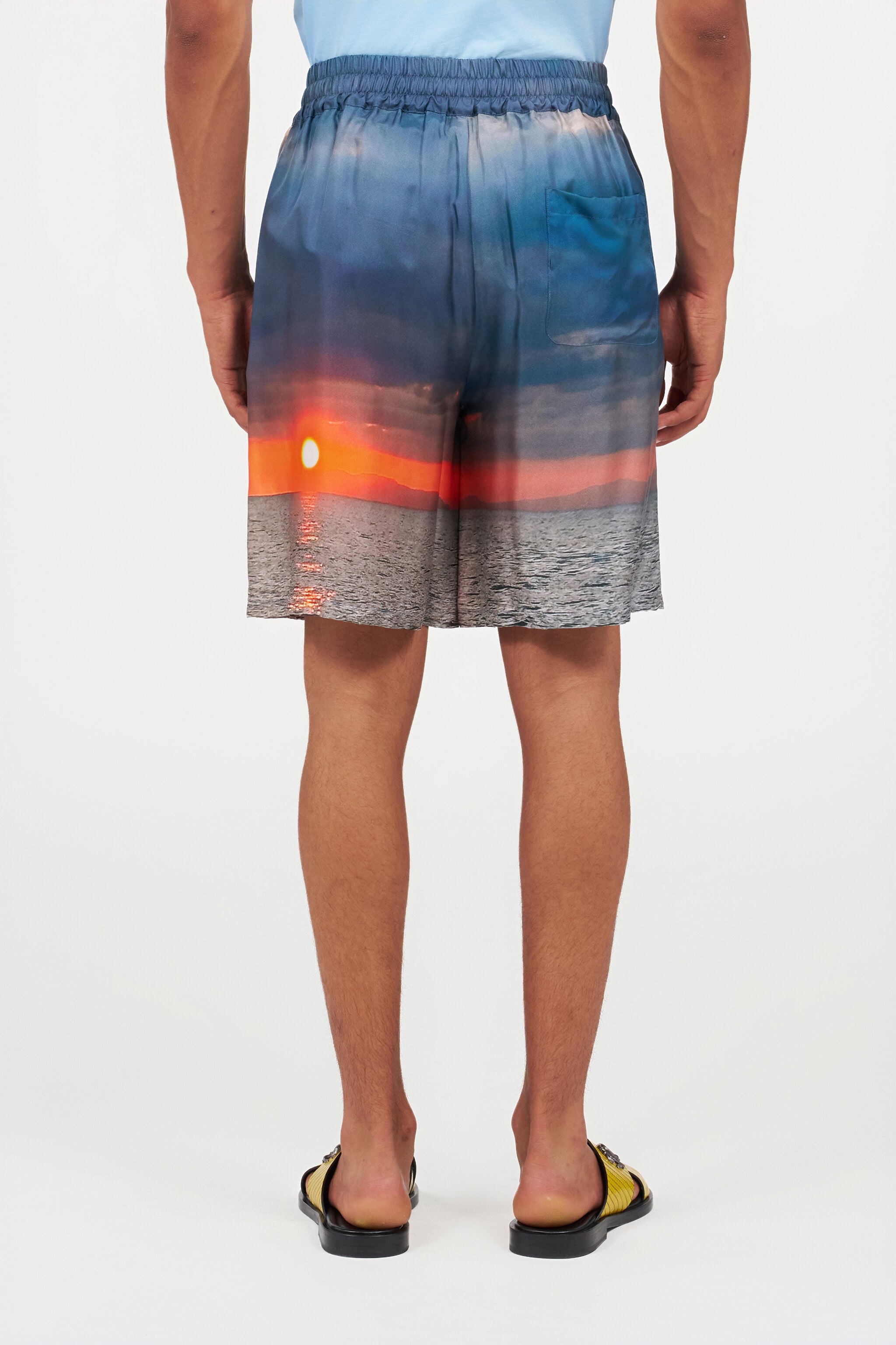 RC Seidenshorts Mit Sonnenuntergang-Print Blau/Orange UMT272-4QP89