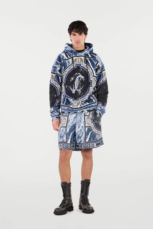 RC Sweatshirt With Marble Print And Embellishments Dark blue URT69A-5ON66