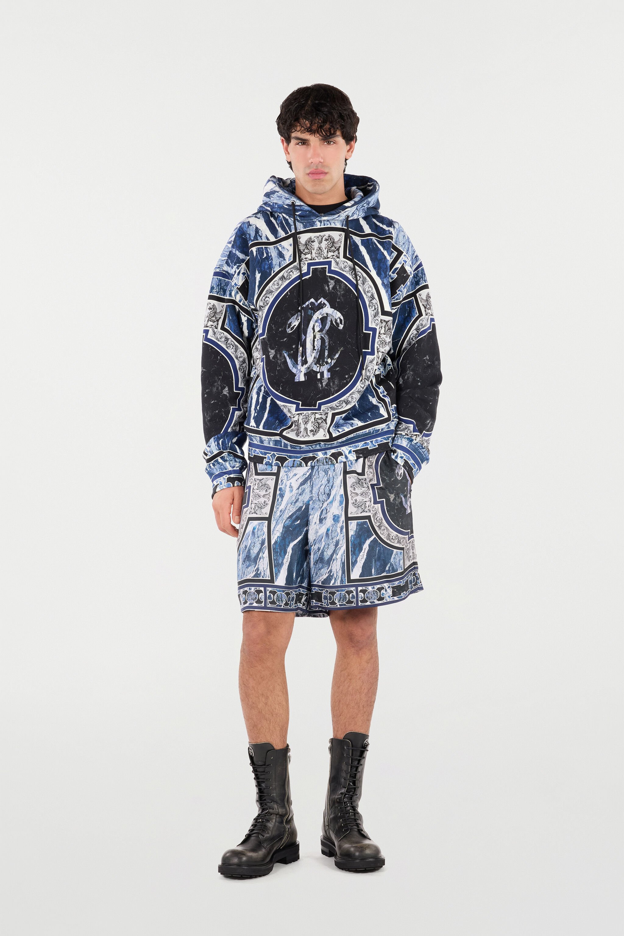 RC Sweatshirt With Marble Print And Embellishments Dark blue URT69A-5ON66