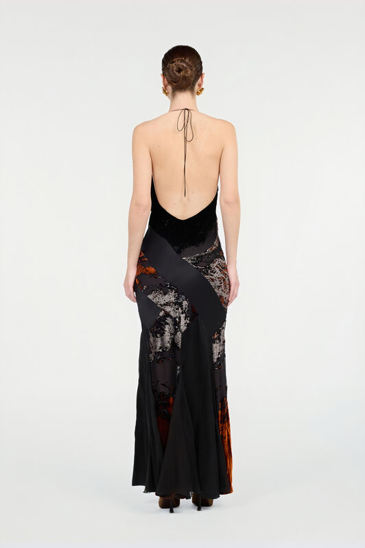 RC Long Black Dress With Marine Print Black VWT142-VL066