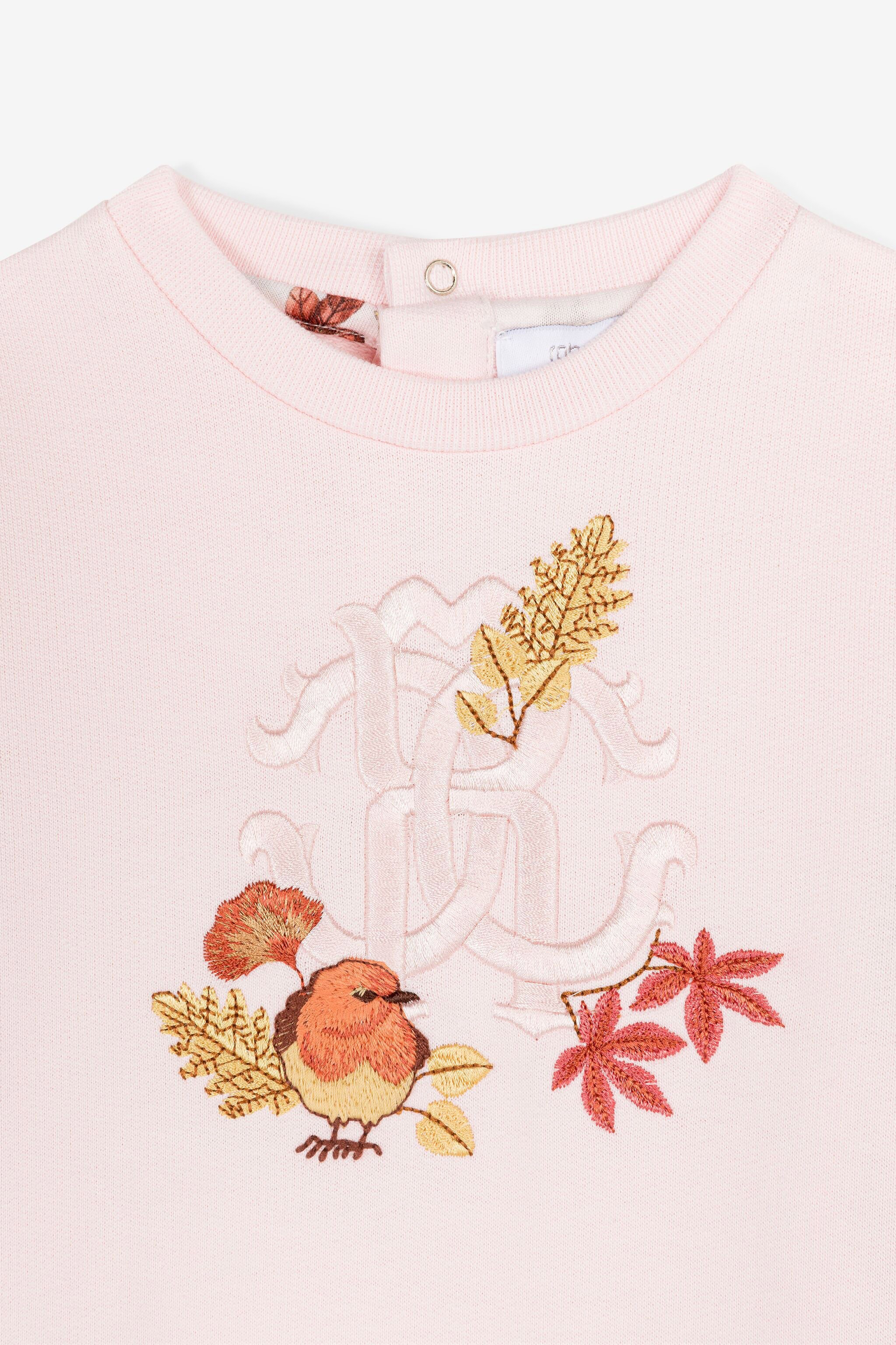 JU Bird And Leopard-Print Cotton Sweatshirt Pink RJT90J-5OH90