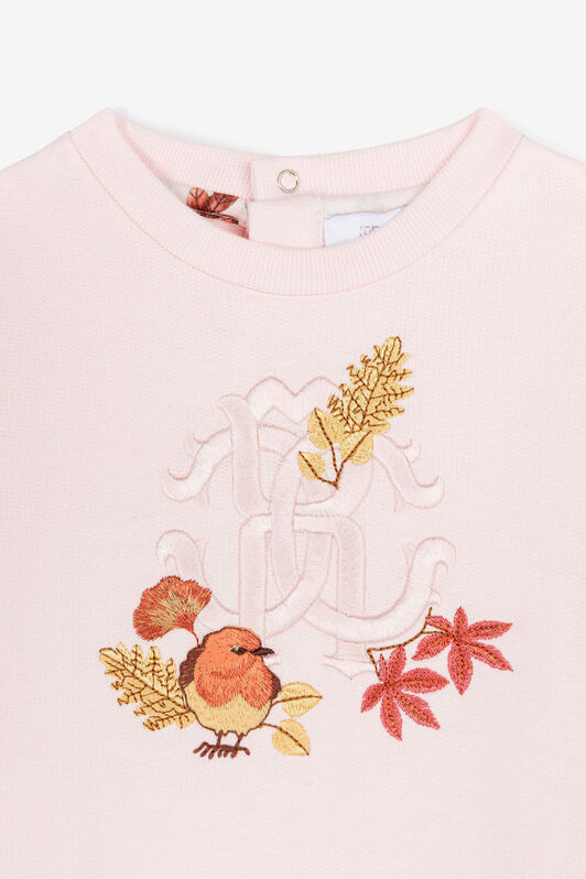 JU Bird And Leopard-Print Cotton Sweatshirt JU Bird And Leopard-Print Cotton Sweatshirt Pink RJT90J-5OH90