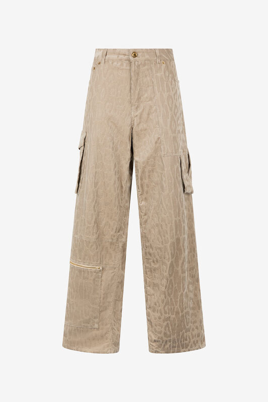 RC Cargo Pants with All-Over Jaguar Skin Motif RC Cargo Pants with All-Over Jaguar Skin Motif Light Brown VKT250-VL076