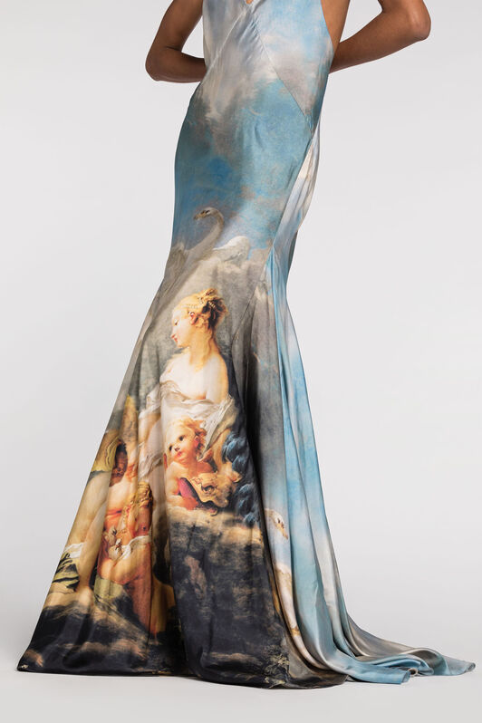 RC Painting-Print Silk Maxi Dress Light blue QWT138-4QG38