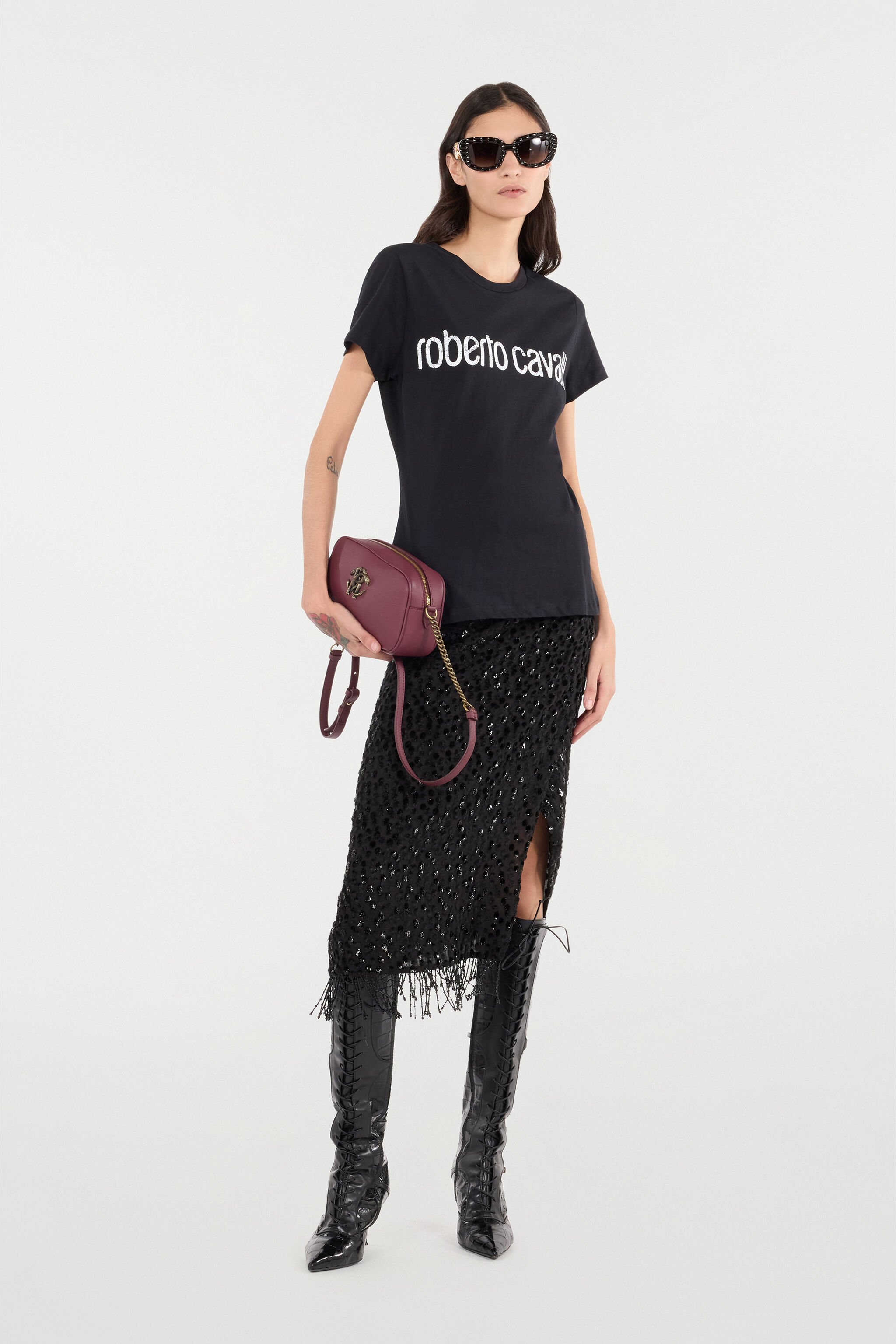 RC Skirt With Beaded Hem Black UKR304-FC004