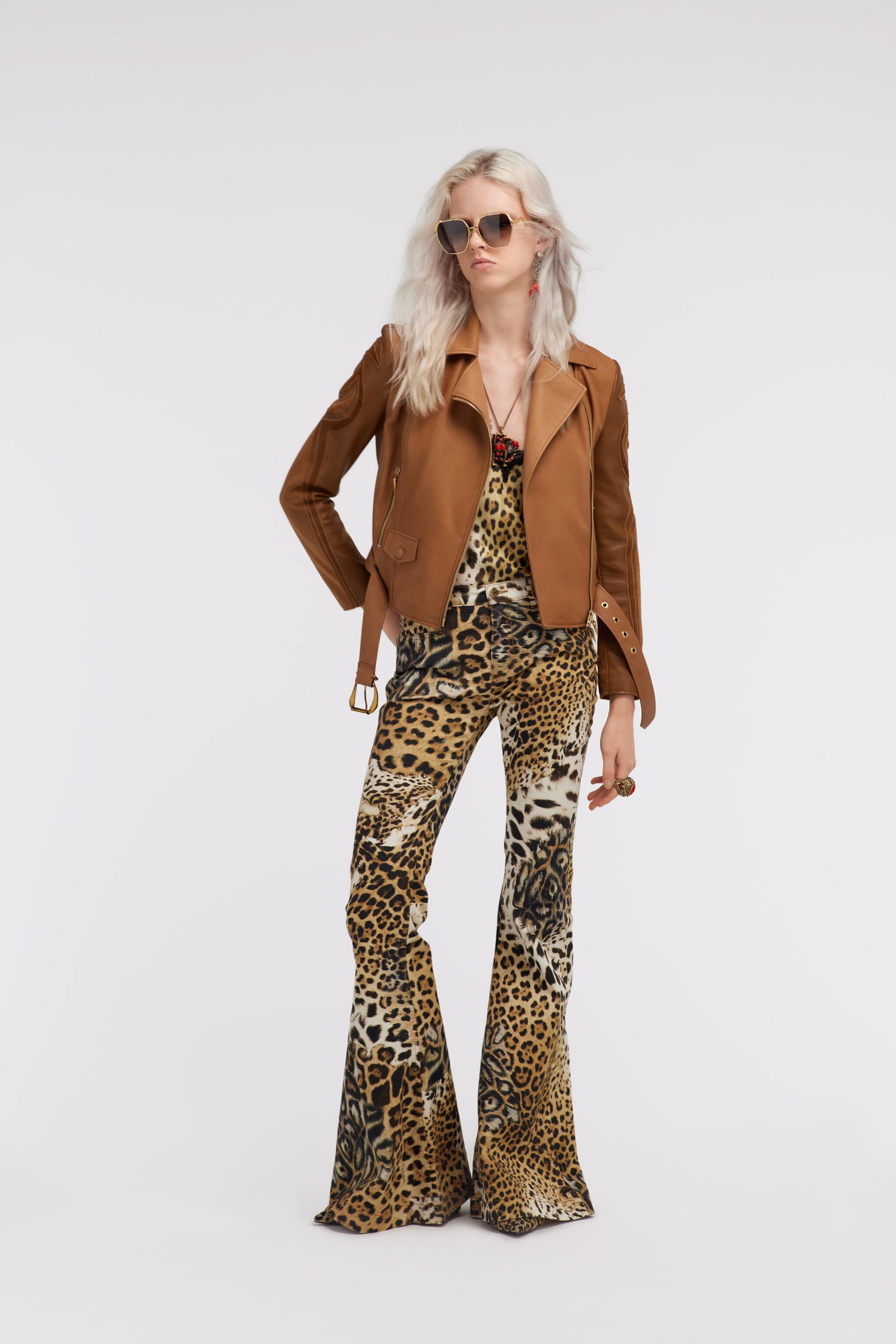 RC Top with Jaguar Skin print Light Brown SKT602-4QG34