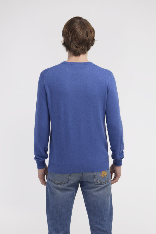 RC Maglione in lana con Monogram Mirror Snake Blu NOM01A-MI014