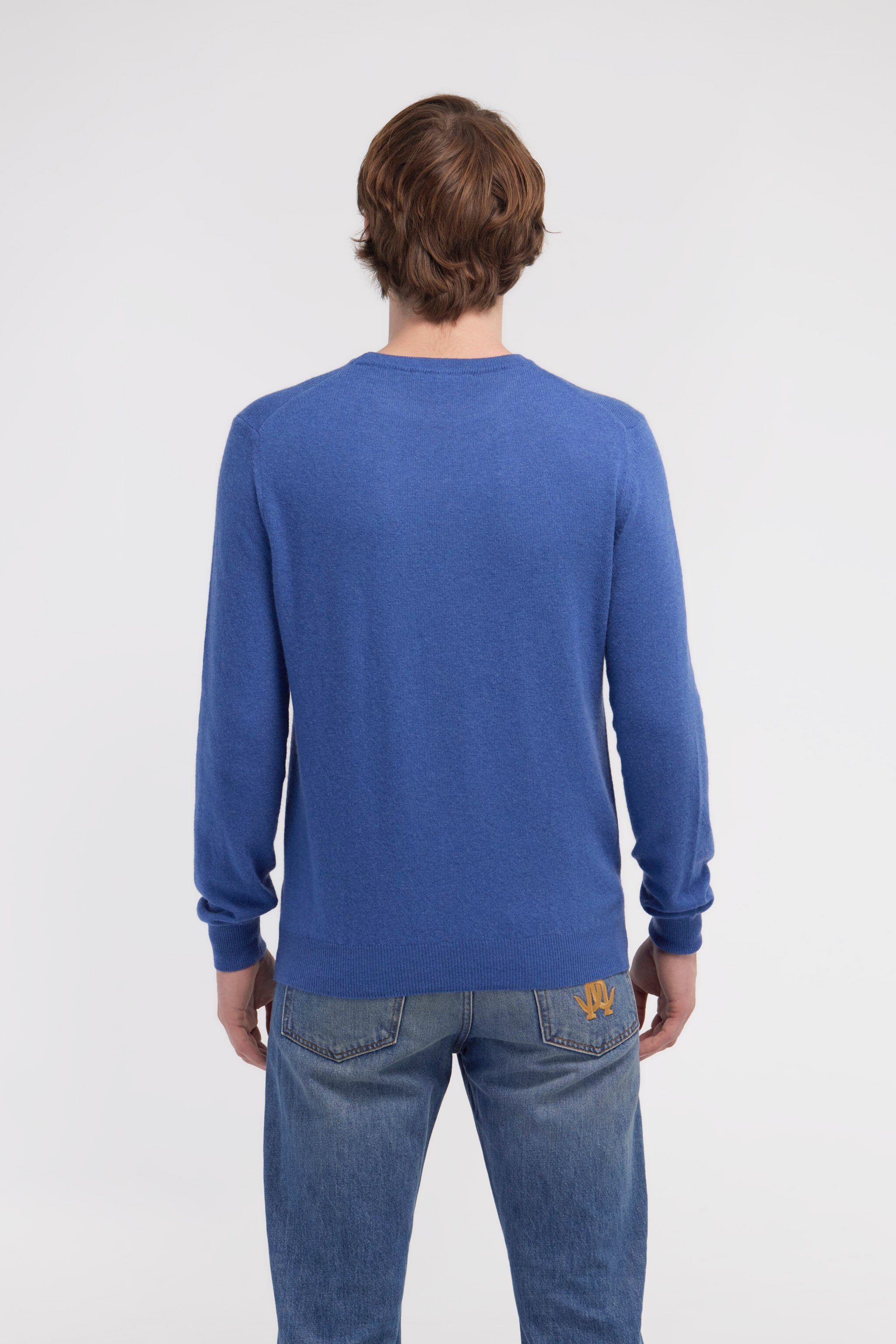 RC Maglione in lana con Monogram Mirror Snake Blu NOM01A-MI014