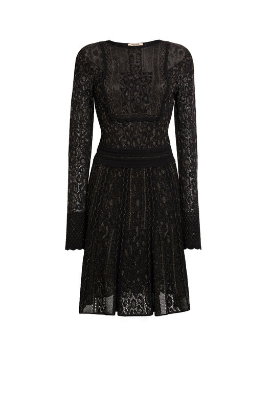 RC Metallic sheen flared dress Black LQM155-MO007