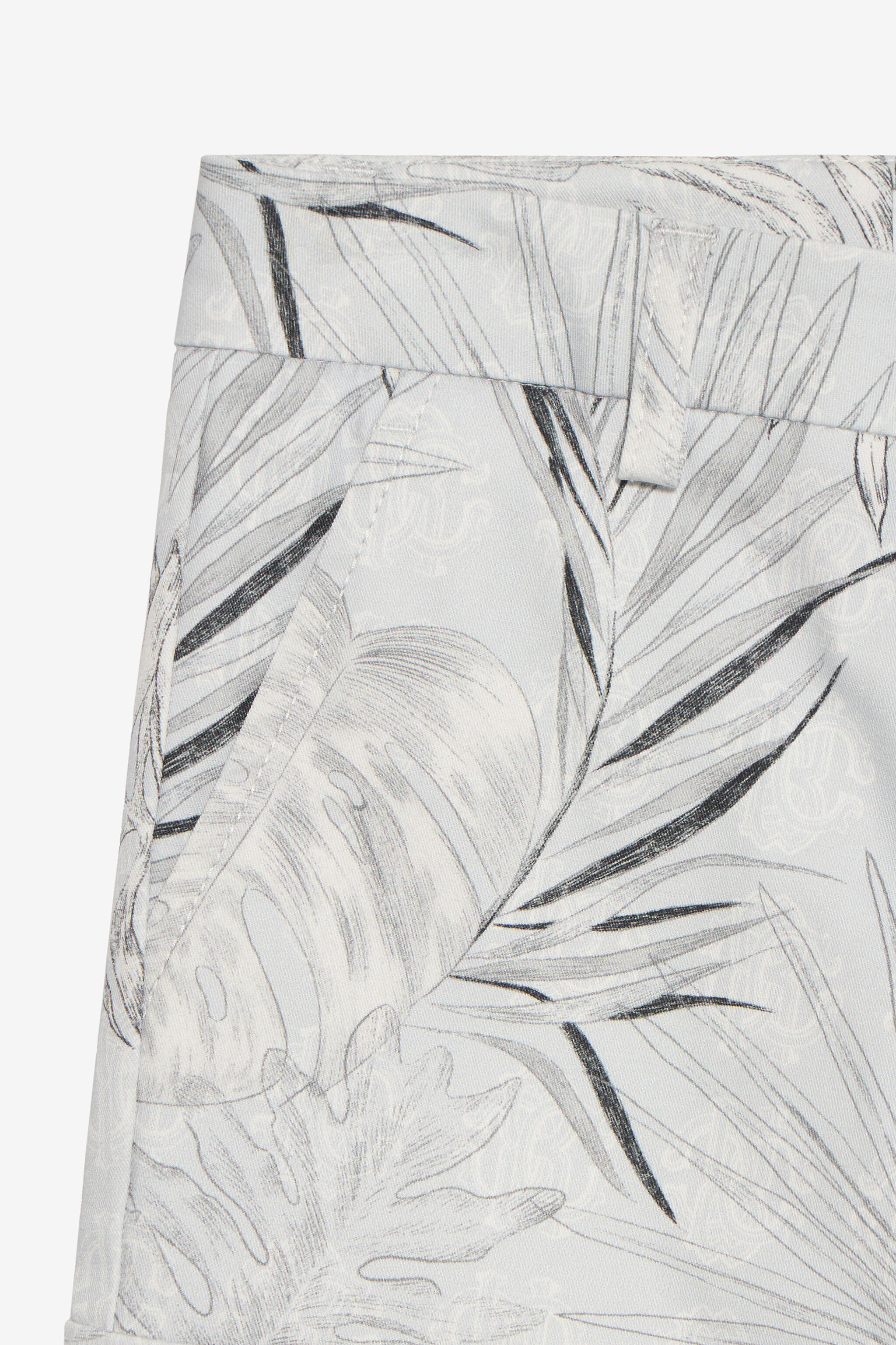 JU Grey Bermuda Shorts with Foliage Print GREY VJT25D-6SP31
