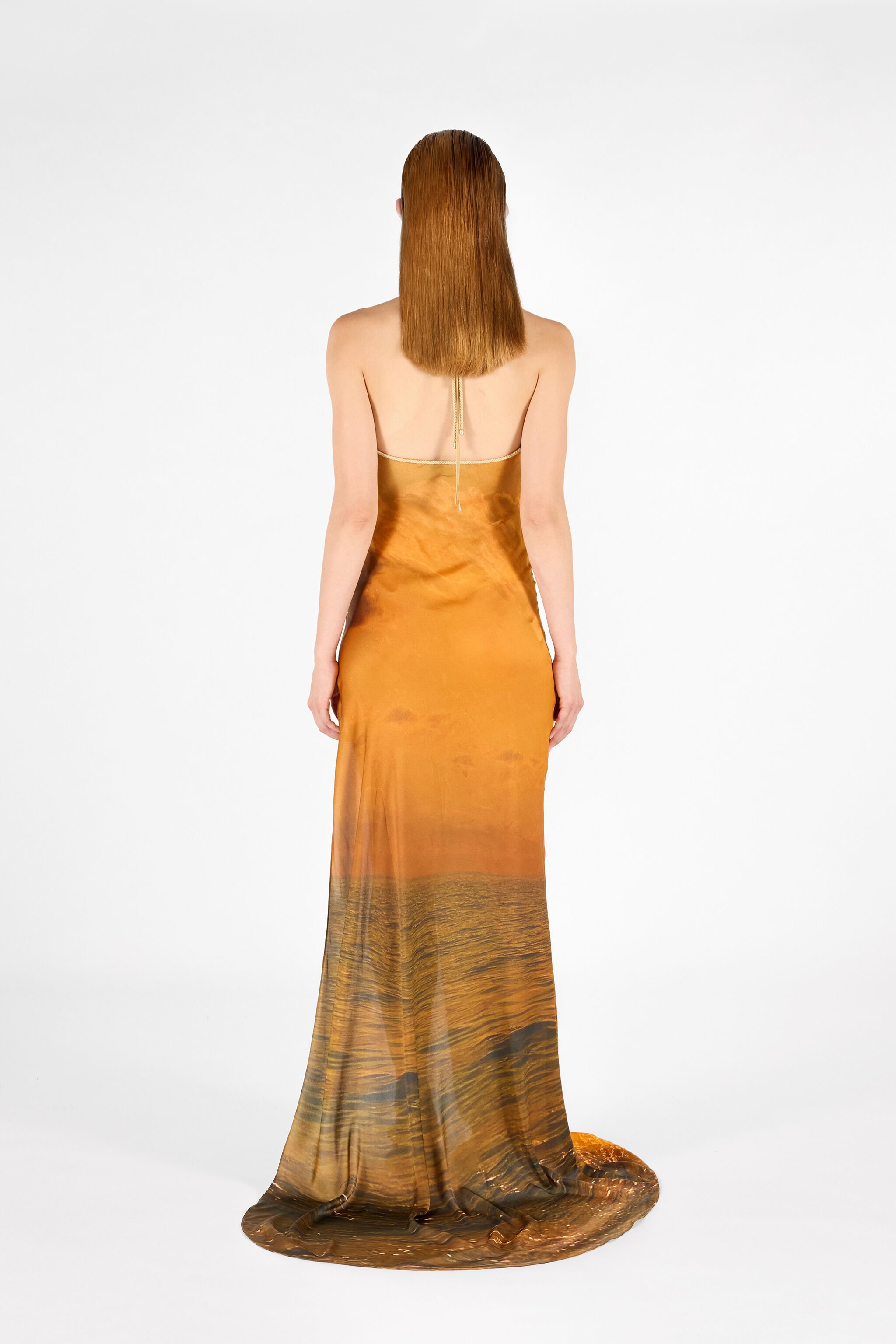 RC Sunset Print Long Dress Orange UWT125-CTN97