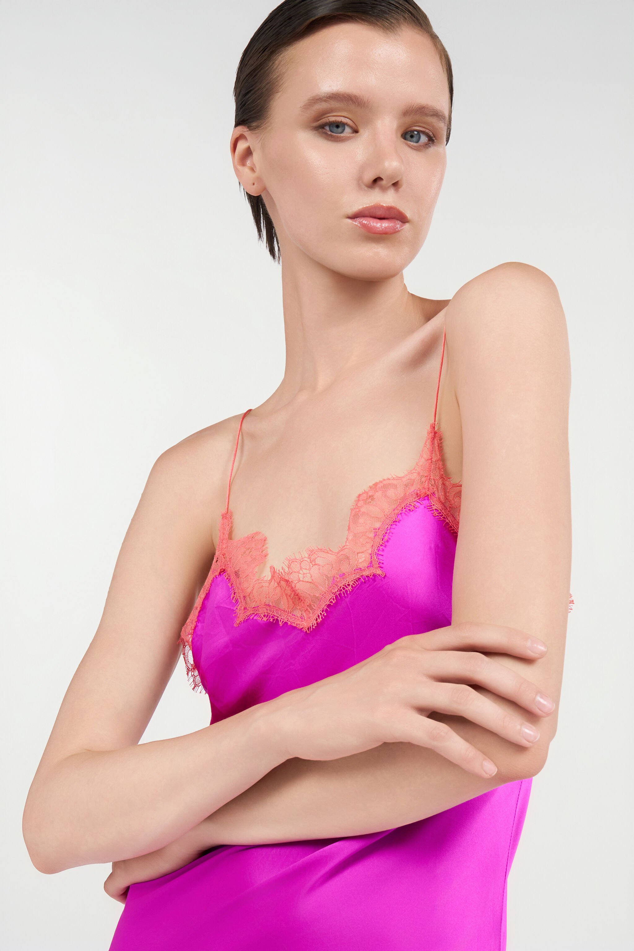 RC Fuchsia Silk Maxi Slip Dress FUCHSIA WQT110-SE042