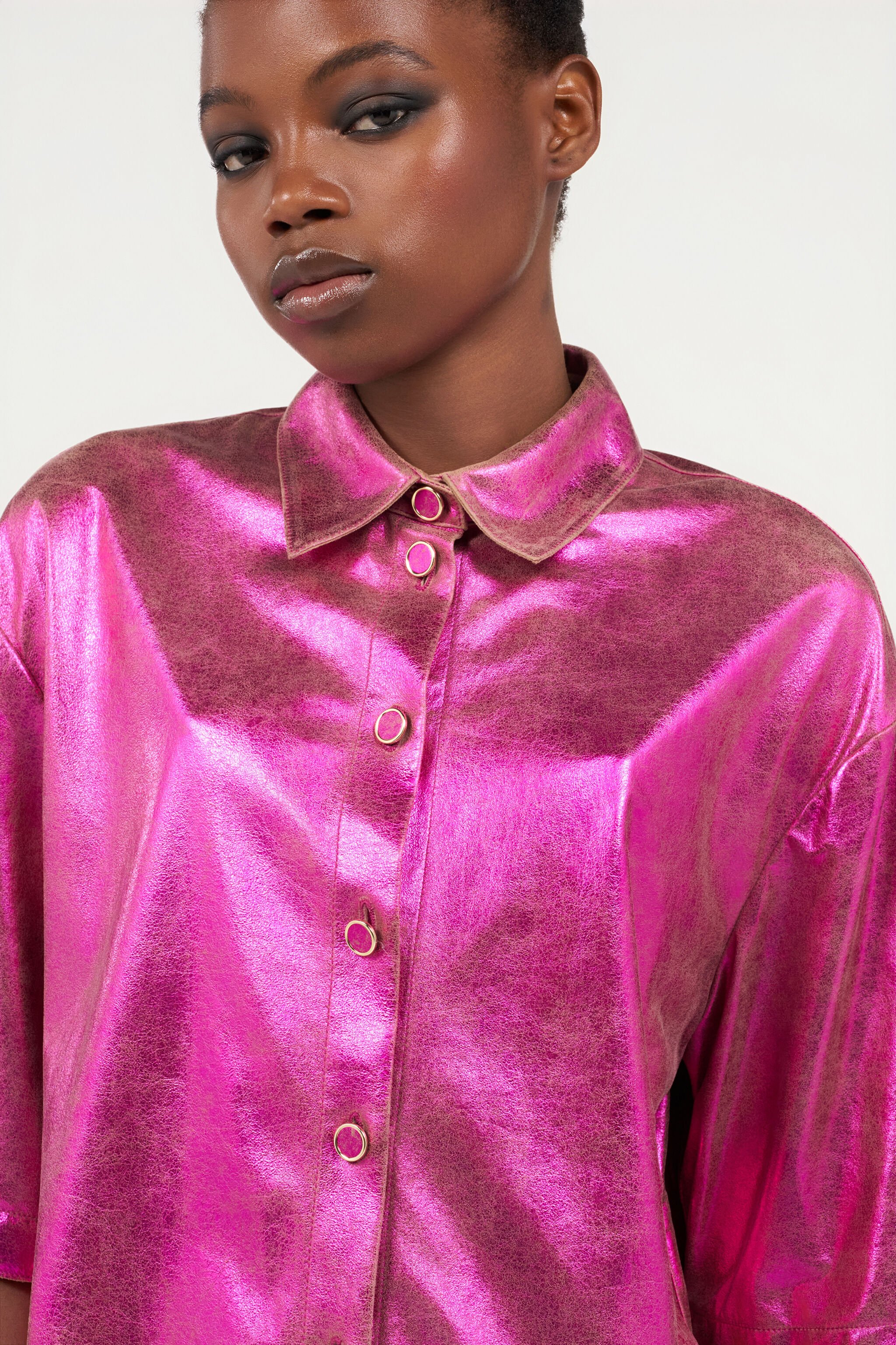 RC Shiny Lurex Shirt SAND/FUCHSIA WQP700-PC004