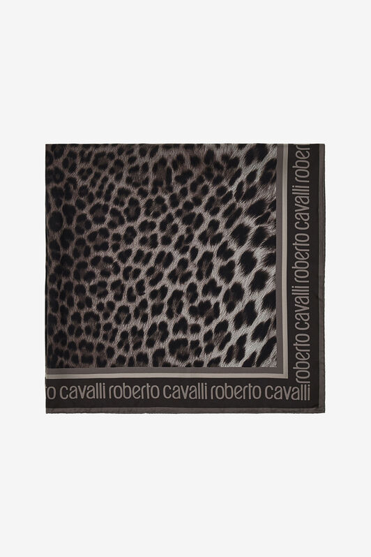 RC Foulard Roberto Cavalli con stampa GIAGUARO HERITAGE Grigio scuro SYI00A-2NL53