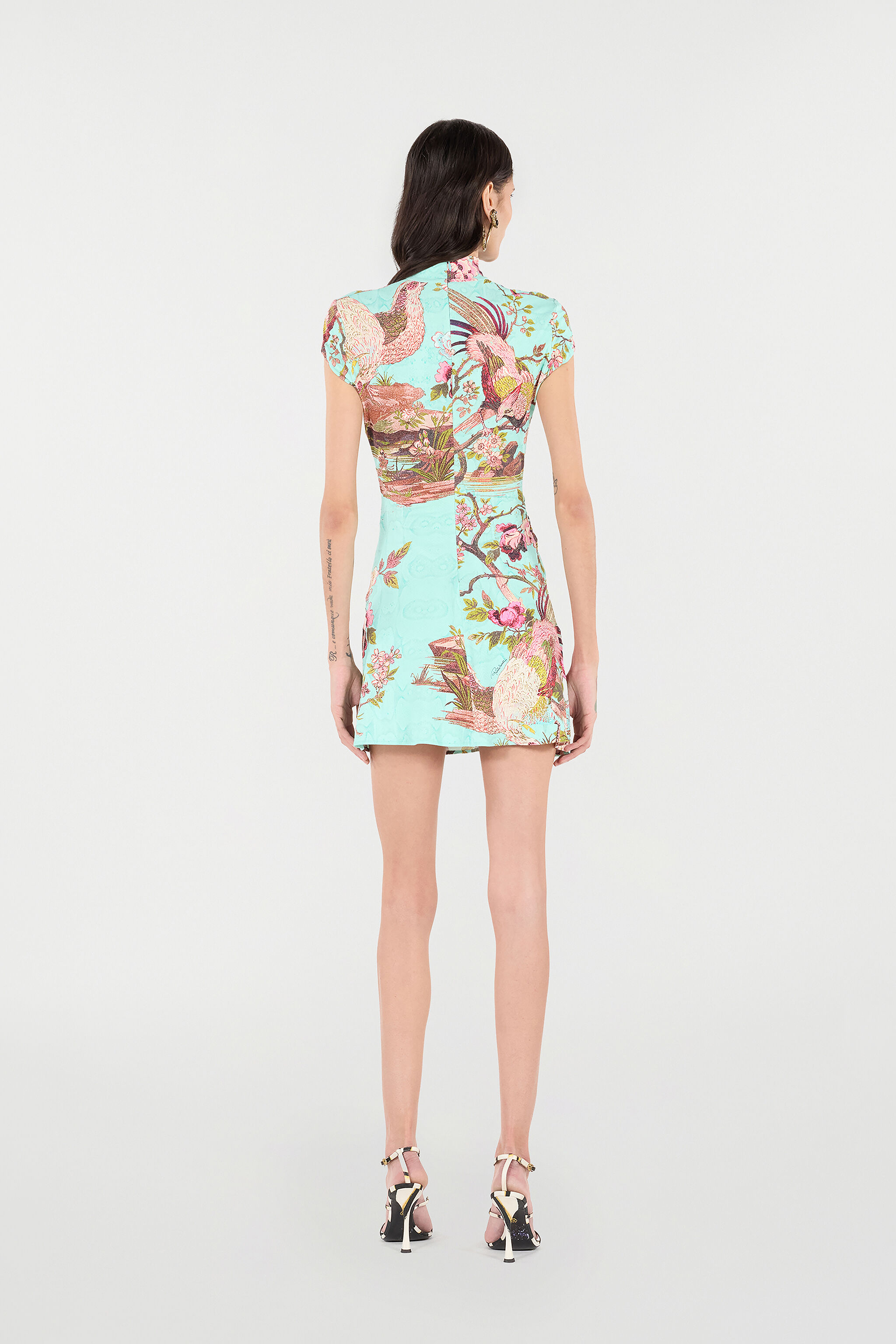 RC Mini Dress with Naturalistic Pattern Azul/Rosa VKT143-LNP76