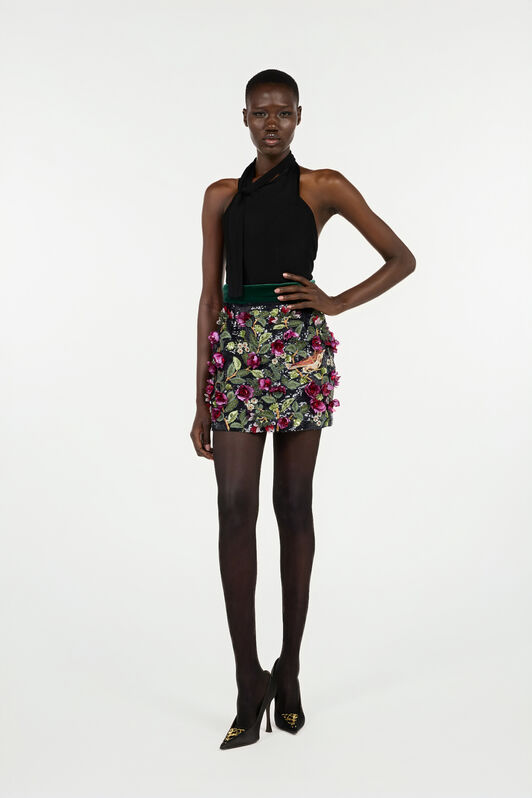 RC Black Miniskirt with Multicolor Embellishments Schwarz VWR310-OG012