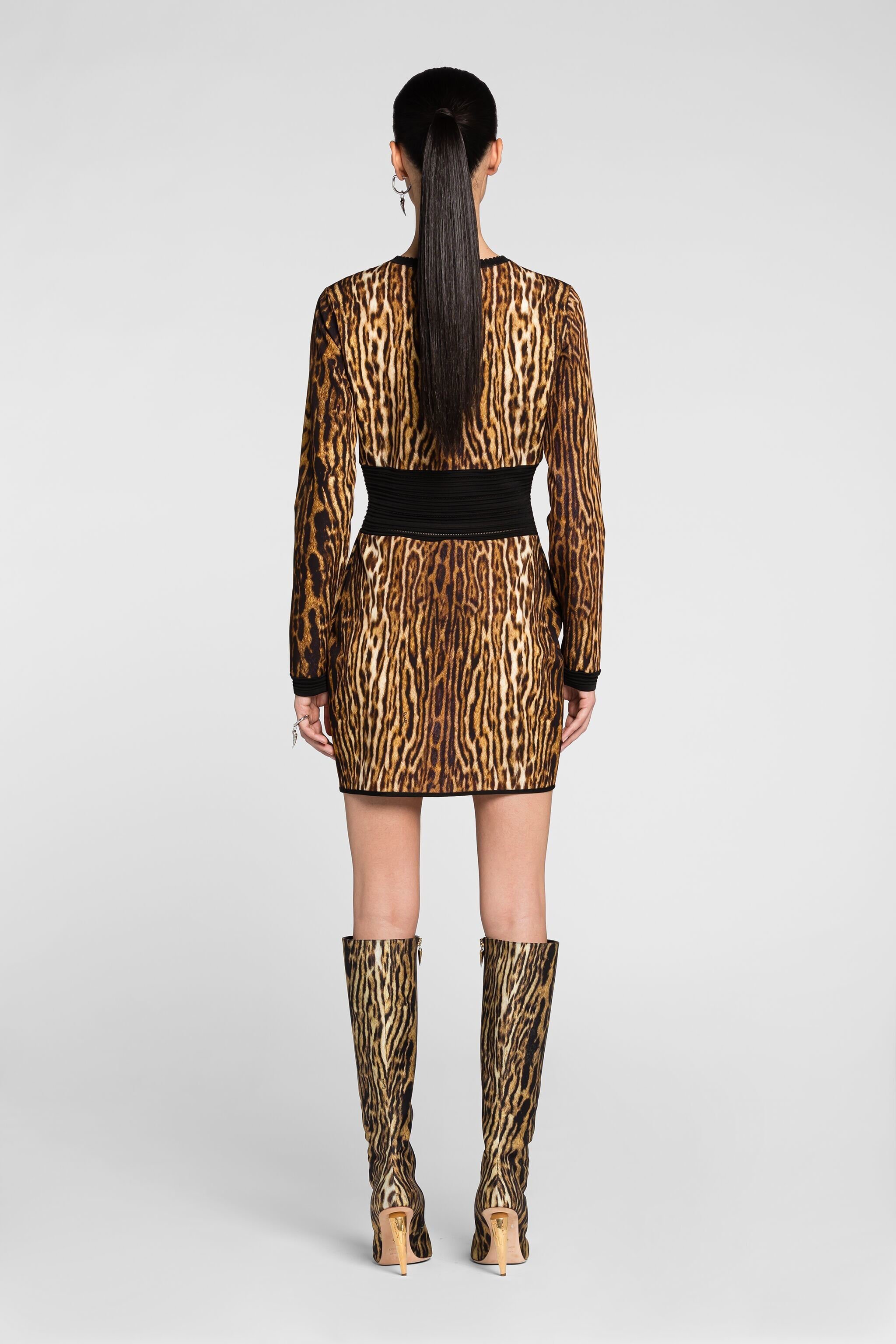 RC Ocelot-Print Mini Dress Light brown PKM106-MSE37