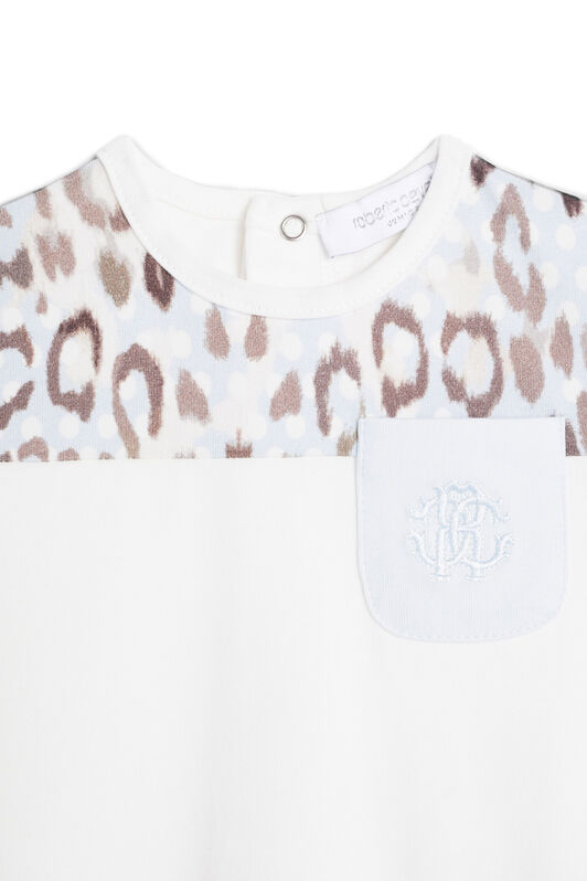 JU White and Jaguar print romper set JU White and Jaguar print romper set LIGHTBLU/BEIGE/BROWN JJT853-JMR82