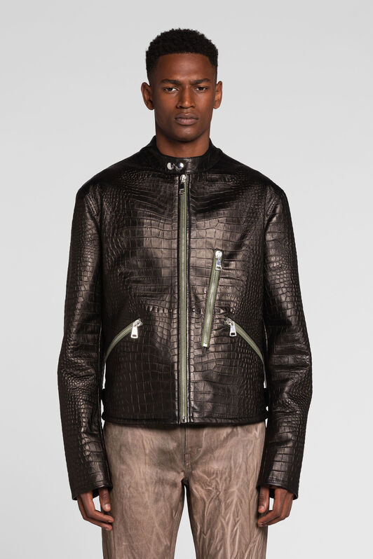 RC Snakeskin-effect leather jacket Black QRP810-PFF21