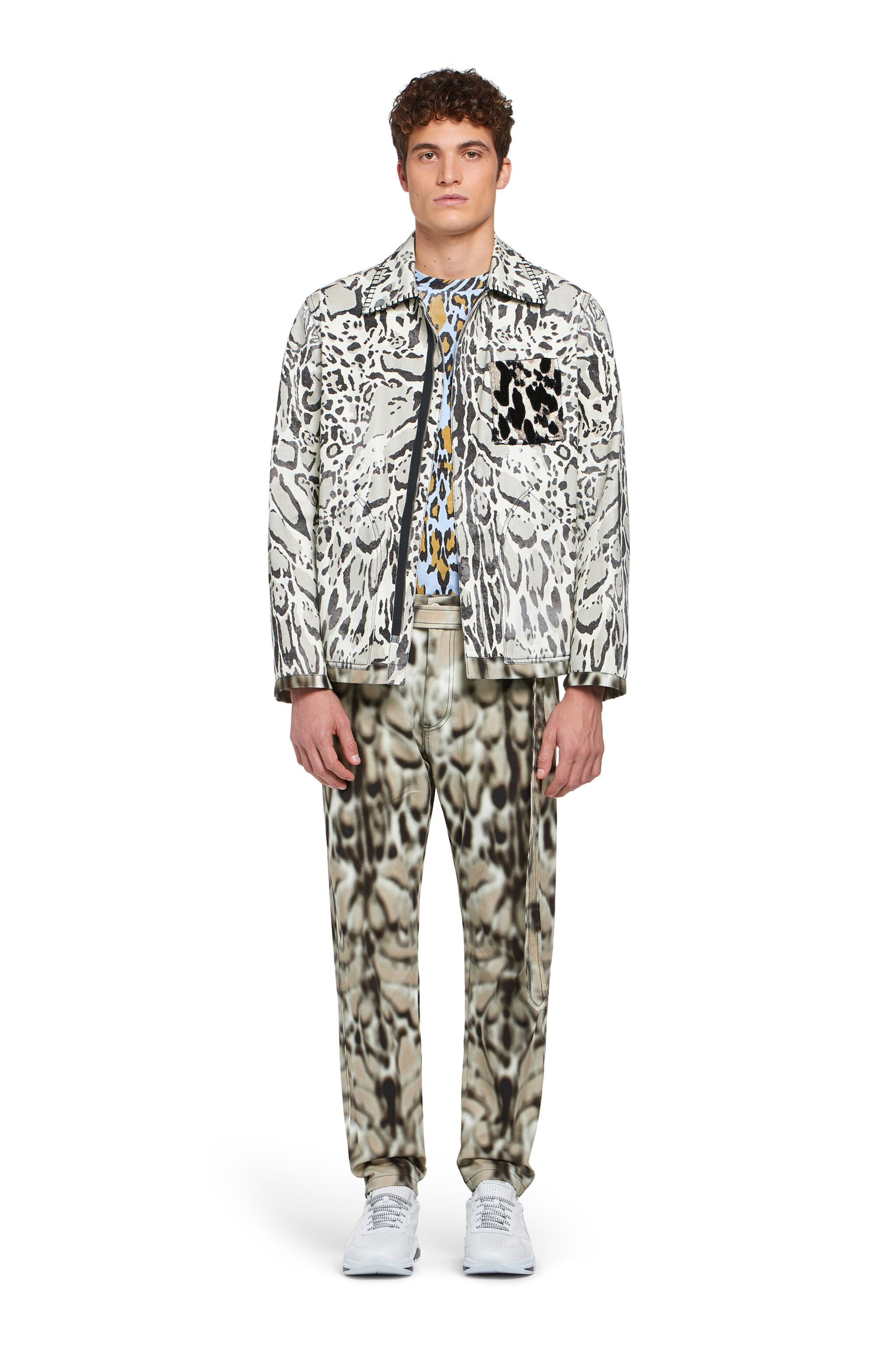 Lynx print shirt jacket in NATURAL/OFF WHITE for Men | Roberto