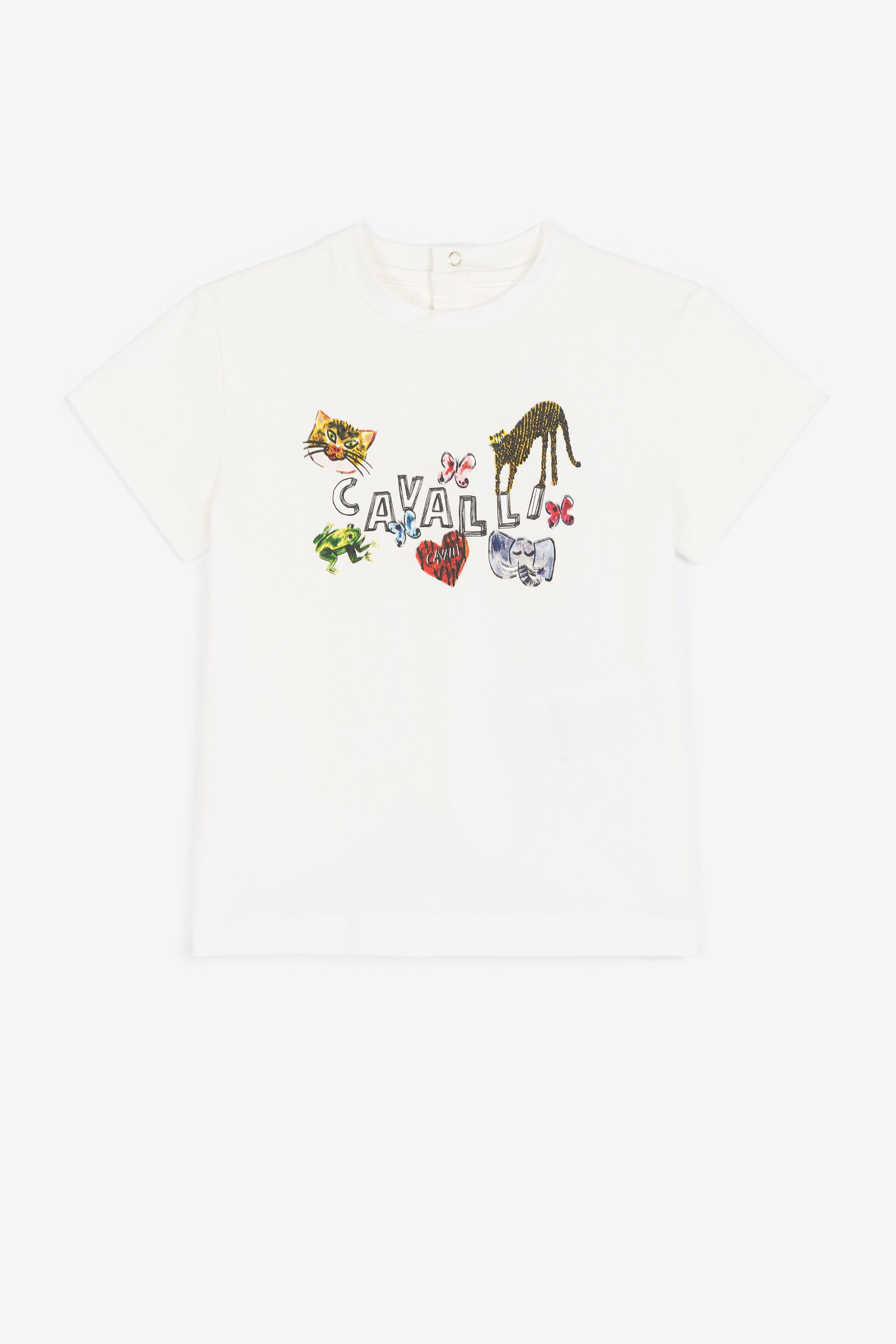 JU T-shirt à imprimés animaux et logo BIANCO LATTE PJT676-JV025